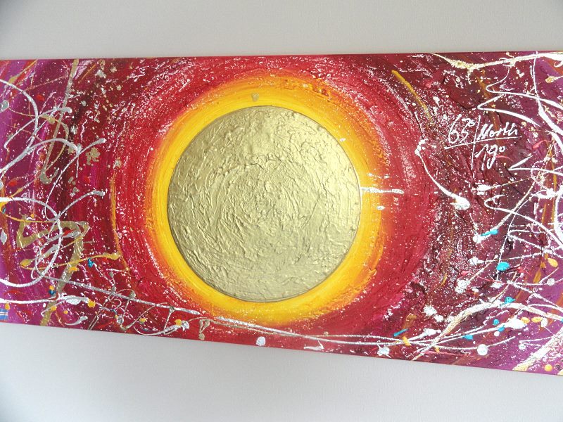 Acrylmalerei abstrakt rot mit Sonne